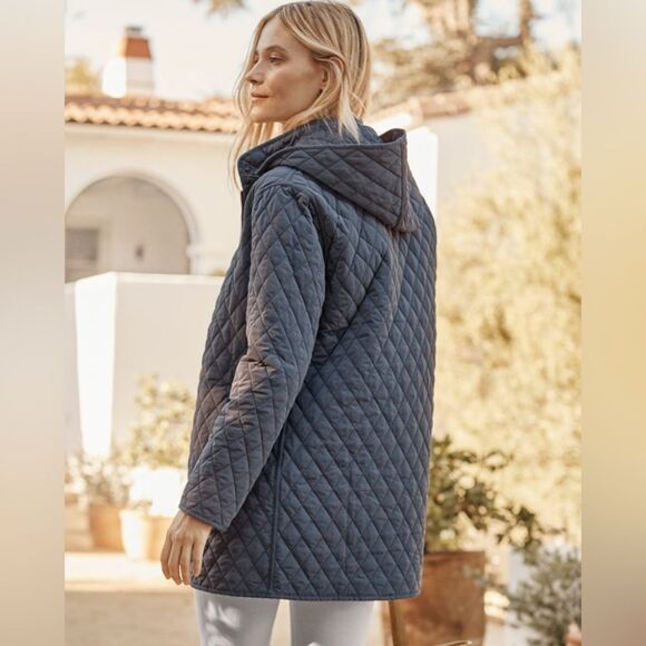 Garnet Hill Essential Quilted Car Coat Sz 14 - Picture 2 of 16